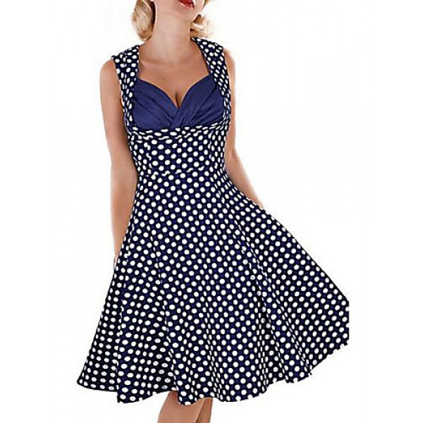 Women's Vintage 1950's Flower Print Retro Rockabilly Hepburn Pinup Cos Party Swing Dress