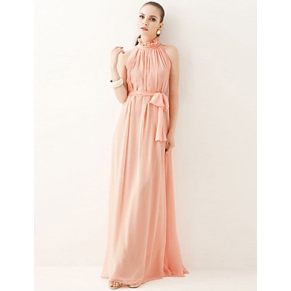 Women's Sexy Casual Party Maxi Inelastic Sleeveless Maxi Dress (Chiffon)