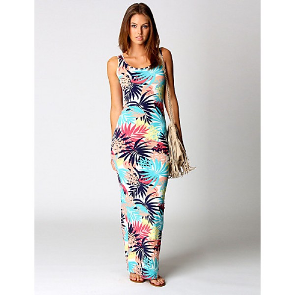 Women's Sexy/Bodycon/Beach/Casual/Print Sleeveless Maxi Dress