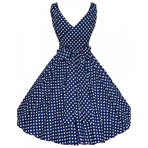 Women's 50s Vintage Polka Dots Rockabilly Hepburn Pinup Business Swing Dress ,Plus Size