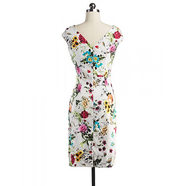 Women's Casual/Daily / Party/Cocktail / Club Vintage / Street chic Bodycon Dress,Floral Square Neck Knee-length