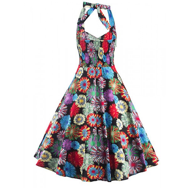 Women's Casual/Daily / Party/Cocktail Cute / Street chic A Line Dress,Floral Halter Knee-length Sleeveless