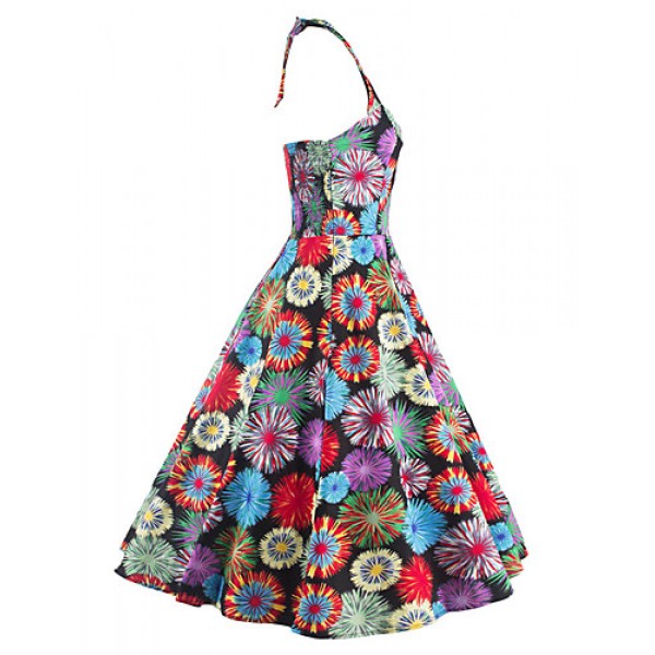 Women's Casual/Daily / Party/Cocktail Cute / Street chic A Line Dress,Floral Halter Knee-length Sleeveless