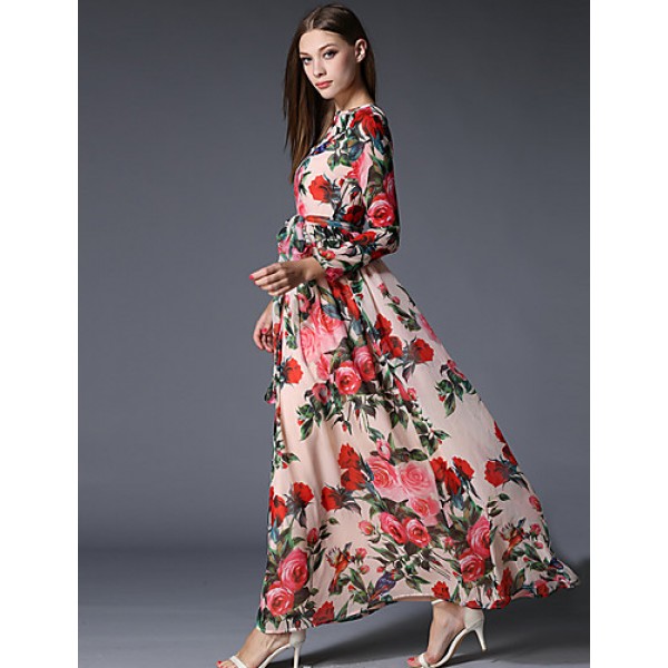  Women‘s Going out / Party/Cocktail / Holiday Vintage / Street chic / Sophisticated Floral Swing Dress