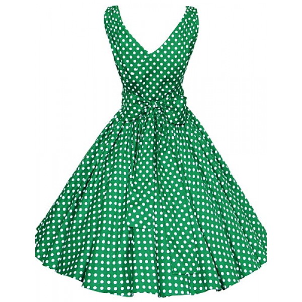 Women's 50s Vintage Polka Dots Rockabilly Hepburn Pinup Business Swing Dress ,Plus Size