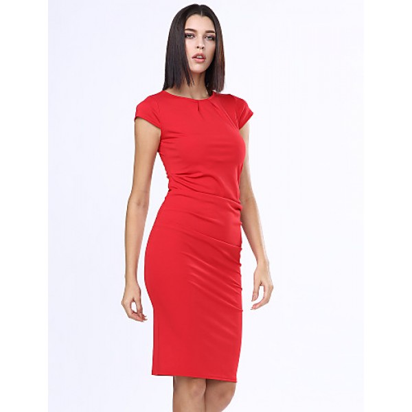 Women's Sexy Bodycon Party Inelastic Short Sleeve Knee-length Dress (Knitwear)