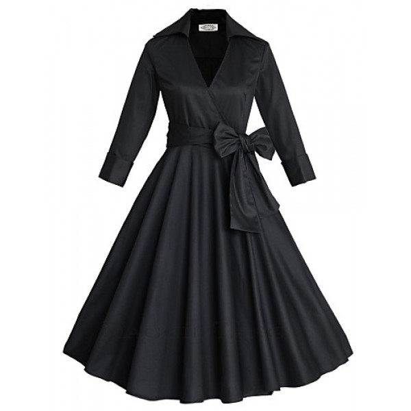 Women's 50s VTG Retro Rockabilly Hepburn Pinup Swing Parka Business Dress 560