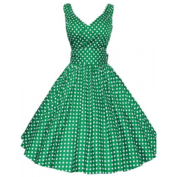 Women's 50s Vintage Polka Dots Rockabilly Hepburn Pinup Business Swing Dress ,Plus Size