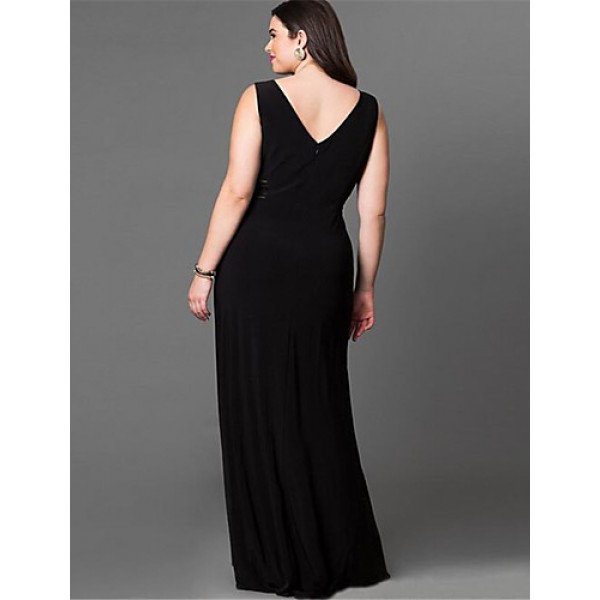 Women's Sexy / Simple Solid Sheath Dress,Round Neck Maxi Polyester