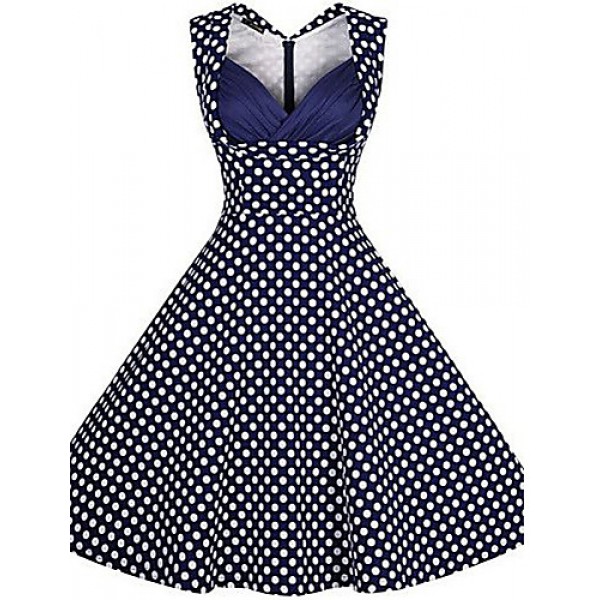 Women's Vintage 1950's Flower Print Retro Rockabilly Hepburn Pinup Cos Party Swing Dress