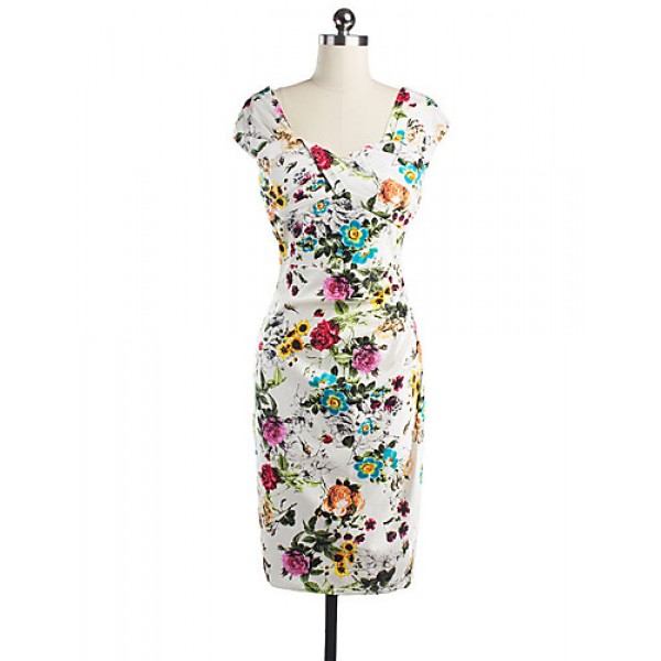 Women's Casual/Daily / Party/Cocktail / Club Vintage / Street chic Bodycon Dress,Floral Square Neck Knee-length