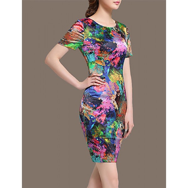 Women's Vintage Party Micro Elastic Sleeveless Knee-length Dress (Satin)