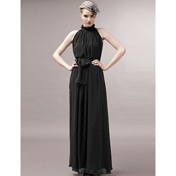 Women's Sexy Casual Party Maxi Inelastic Sleeveless Maxi Dress (Chiffon)