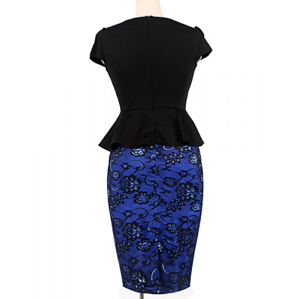 Women's Vintage / Street chic Solid Bodycon Dress,Asymmetrical Knee-length Cotton / Polyester