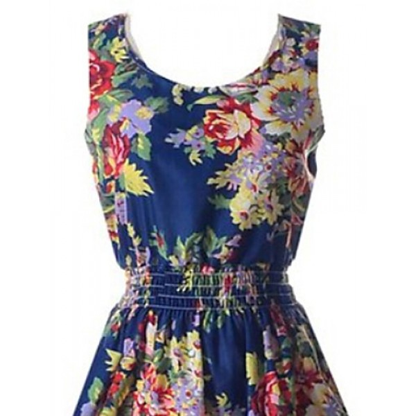 Women's Elegant Printing Sleeveless WaistedDress